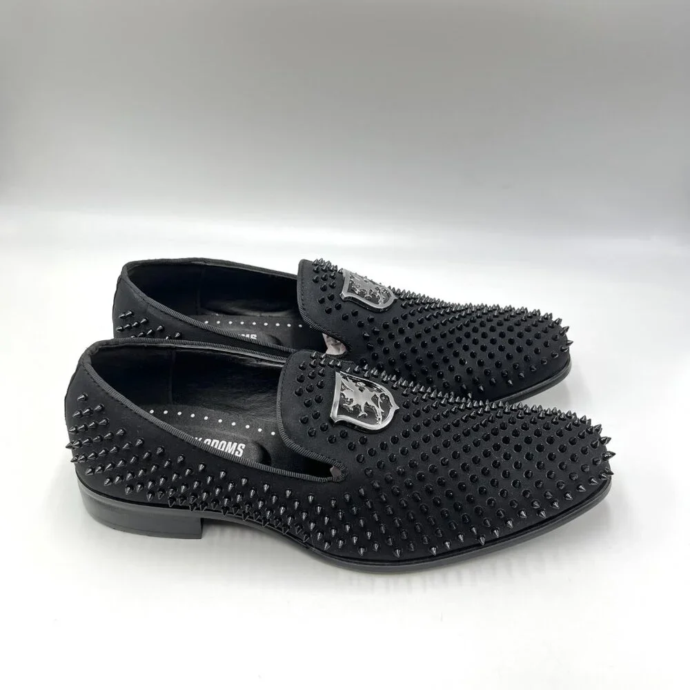 Stacy Adams Mens Size‎ 7.5 7.5M Sabre Black Spiked Studded Slip On Loafers Shoes